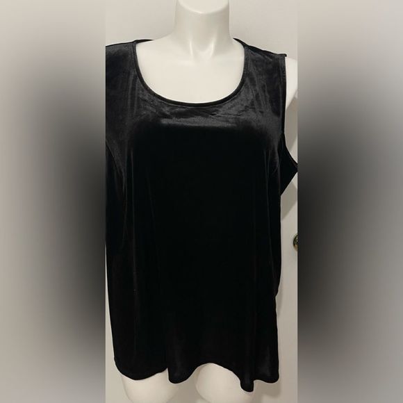 Catherines Tops - ♥️Catherine’s Black Label Sleeveless Dressy Top Velvet Like Black Color